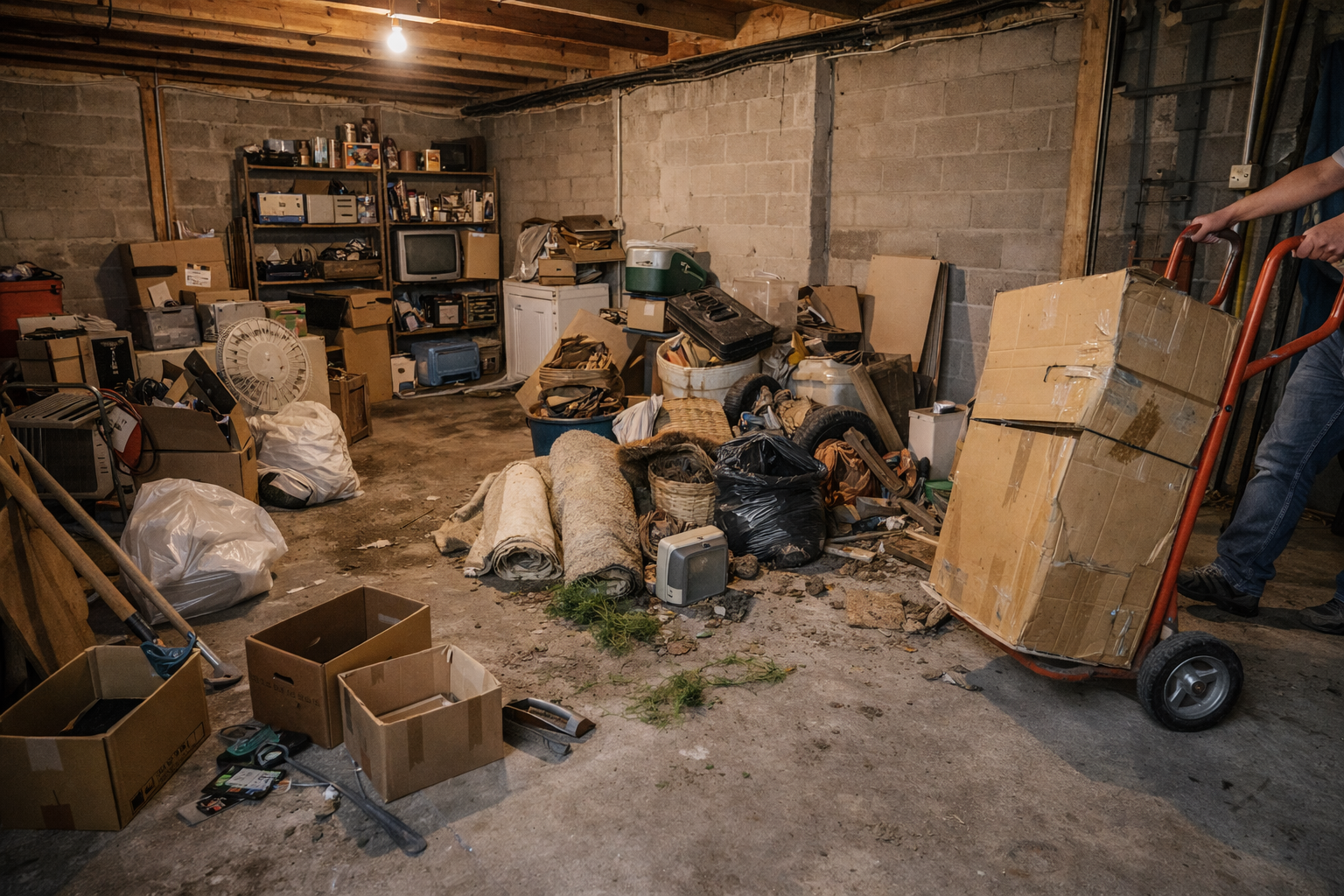 Débarras de cave - avant et après